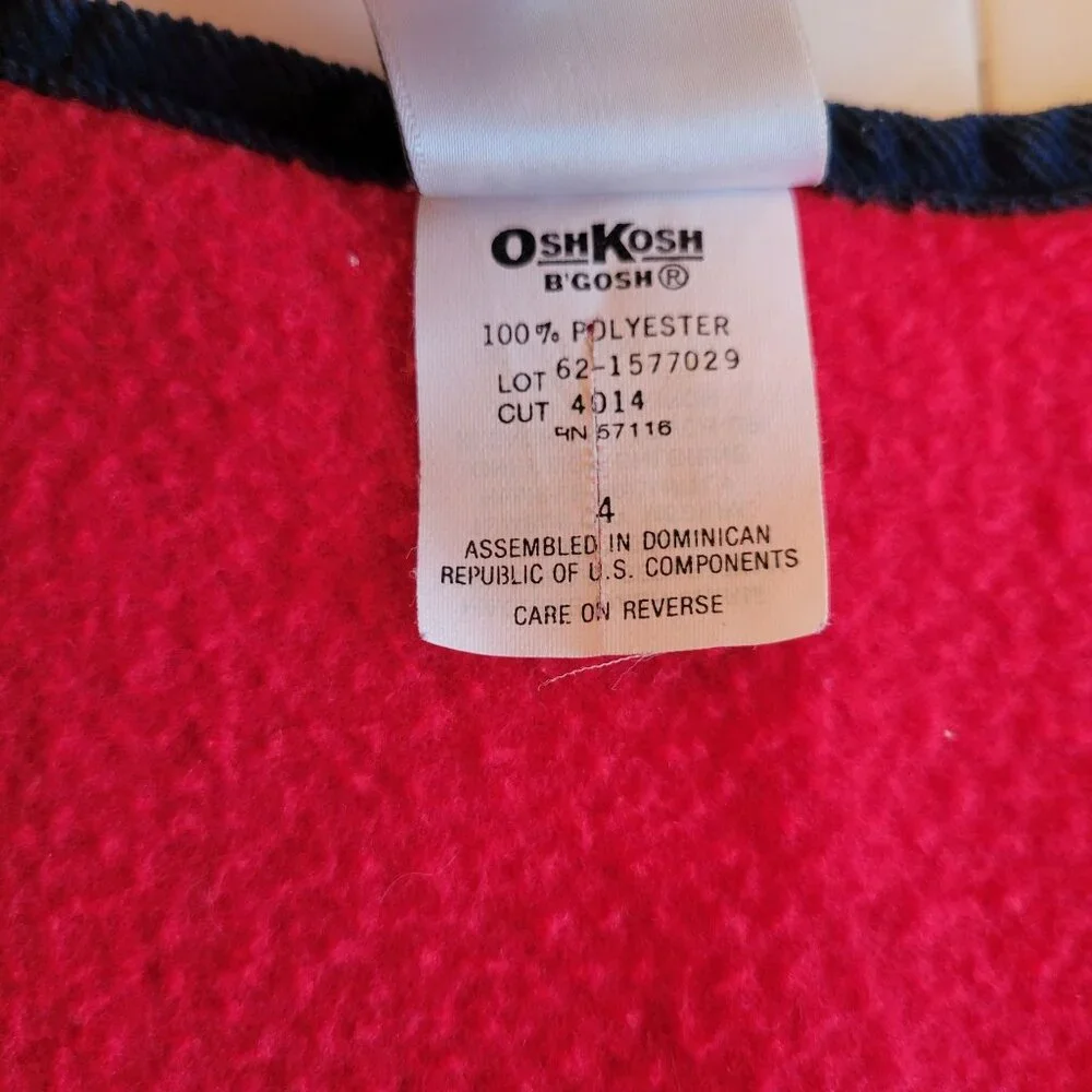Oshkosh 4 Fleece Red‎ Vest Embroidered Flowers Cosplay Costume